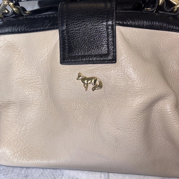 Emma Fox Classic Top Handle Satchel Bag Ivory Beige Pebbled Leather Med Frame